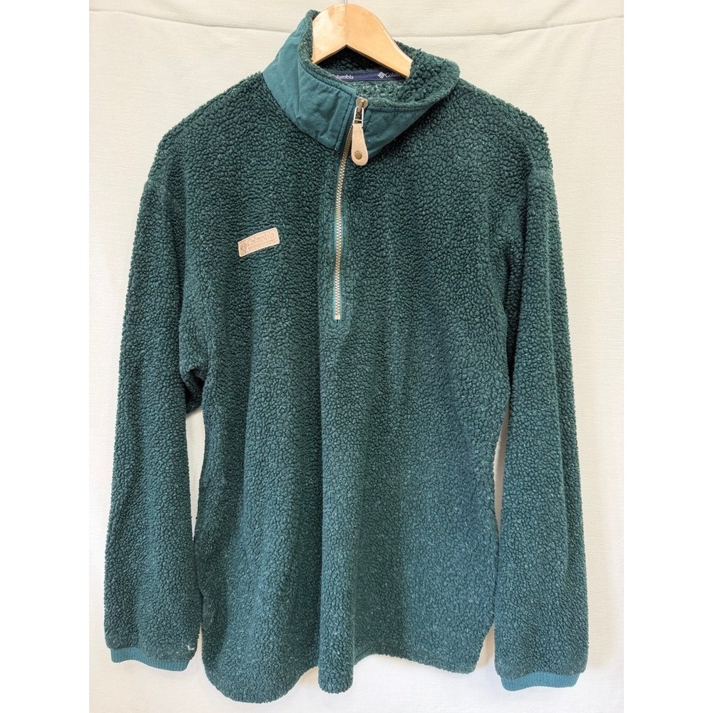 Columbia Fleece 1/4 Zip Pullover Unisex Large Green | Gorpcore Retro